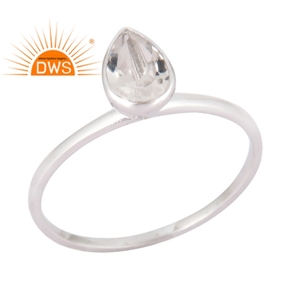 Anillo de piedras preciosas de cristal de cuarzo Natural, joyería sólida de oro blanco de 9k, boda, proveedor de joyas de oro sólido - Product Image 1