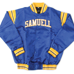 Veste professionnelle en satin avec lettres brodées, couleur personnalisée, pour sports en équipe de Baseball, collège - Product Image 1