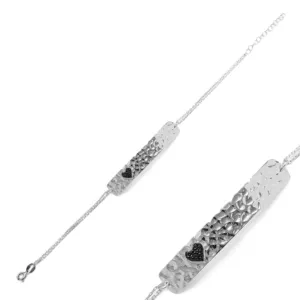 Mode Martelé Argent Sterling Bracelet Minimaliste Coeur En Gros Artisanat Bijoux - Product Image 1