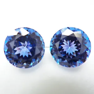 坦桑石圆形宝石4毫米-16毫米切面切割100% 天然认证蓝色松散宝石坦桑石珠宝