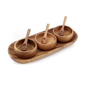 Bol à soupe en bois au design moderne avec 2 cuillères, qualité supérieure, idéal pour servir des dattes, best-seller - Product Image 3