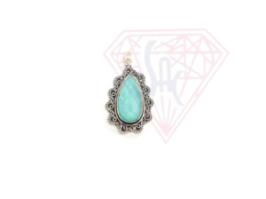 Parure de bijoux élégante pour femme en plaqué or/argent avec pierre précieuse bleu ciel, pendentif en forme de poire fait main, collier et boucles d'oreilles clous pour mariage et soirée - Product Image 5