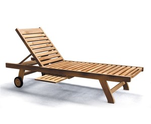Chaise longue en teck pliable, design minimaliste moderne, style côtier, pour extérieur, patio, chaise de plage portable, salon de villa - Product Image 2
