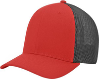 Casquette Trucker Snapback - Gris Acier/Orange Néon, 6 Panneaux Structurés, Maille Imprimée, Décontractée, 100% Laine