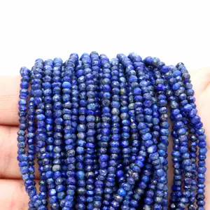 Top Groothandelaar Natuurlijke 3Mm Tot 4Mm Facet Rondelle Shape Lapis Lazuli Edelsteen Sieraden Maken Handgemaakte Edelsteen Streng Kralen