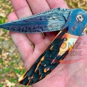 มีดพับด้ามเขากวางทำด้วยมือ - Product Image 1