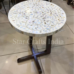Serpillière ronde à incrustation en résine, nouveau design, en bois fait à la main, meilleure qualité, table basse, vente en gros - Product Image 2
