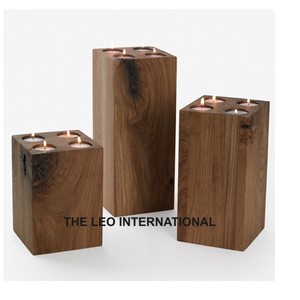 Bougeoirs en bois de style rustique fabriqués en Inde pour la décoration de table à la maison, à l'hôtel, pour les occasions de Noël, autres pots à bougies - Product Image 5