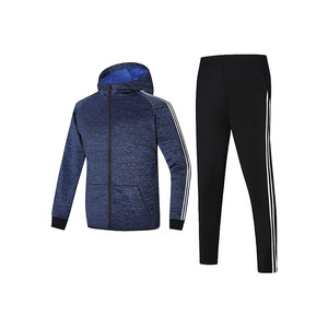 High Quality Arm Stripes Sport Sweat Suit Set Men's Two Piece Hooded <b>Jacket</b> Pants Track Suit - Product Image 2