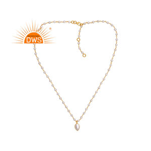 Colgante collar con chapado en oro y plata de ley hecho a mano, colgante de piedras preciosas y perlas, joyería de plata al por mayor - Product Image 1