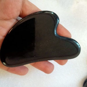 Heart Shape Black Agate Guasha Stone Polished Natural Stone for Facial Massage and Healing Therapy Valentine's Day Rais Agate - Product Image 4