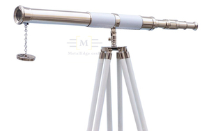 Trípode blanco para telescopio astronómico profesional, soporte de pie para el suelo, de cobre antiguo, de cuero cromado blanco - Product Image 3