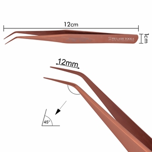 Eyelash Extension Tweezer in Rose Gold Color Volume Str Angle 12mm 35deg Private Label, Eyelash Extension Tweezer Private Label - Product Image 5