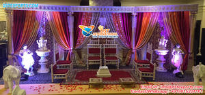 Forme ronde doré sculpté mariage Mandap indien mariage fibre Mandap à Toronto élégant vente chaude or sculpté Mandap ensemble USA - Product Image 2
