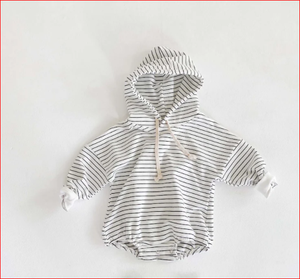 Barboteuse à capuche pour bébé, barboteuse en coton, à la main et sans jambes - Product Image 1