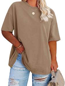 Camiseta sólida ecológica extragrande para mujer personalizada con estampado de logotipo personalizado - Product Image 6