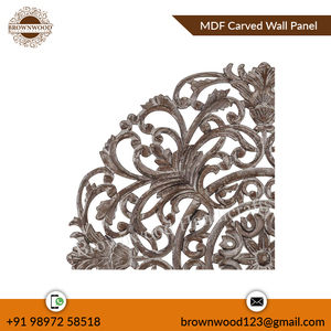 Panneau mural décoratif en bois MDF brun blanc vieilli antique 90X90 cm sculpté à la main avec un design élégant à bas prix - Product Image 3