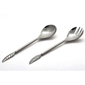 Serveurs à salade décoratifs en métal, serveurs à salade en acier inoxydable, serveur à salade avec poignée en laiton design, outils pour fruits et légumes - Product Image 5