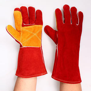 Gants de soudage en cuir de vache, vêtement de sécurité pour soudage, Protection contre le feu extrême, rouges, épais, renforcés - Product Image 4