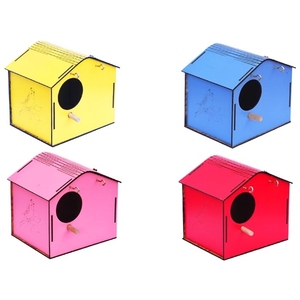 Ensemble de 4 nids en bois à toit ouvert avec des couleurs mélangées à motif animal pour la maison confortable des animaux domestiques par catégorie 'Pet Cages' - Product Image 4