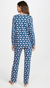 Pijama de algodón con manga larga y cuello en V para mujer, ropa de noche de verano a la moda, venta al por mayor - Product Image 3