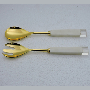 Serveur de salade plaqué or fait à la main en résine d'approvisionnement direct d'usine pour cadeau de mariage restaurant hôtel ustensiles de cuisine serveur de salade - Product Image 6