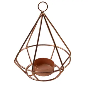 Suporte de vela de fio de cobre/t, pendurado, fio de cobre/t, decoração interna, suporte de vela