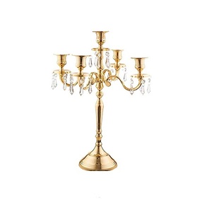 Candélabres en laiton de qualité supérieure, faits à la main, avec des cristaux, centre de table pour mariage, candélabres à prix attractif - Product Image 4