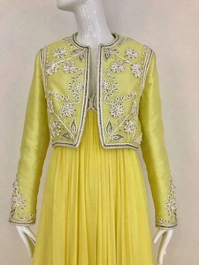 Beautiful <b>Jacket</b> with Flor length Dress for Party-wear-dress with beautiful applique work for Party/ Wedding =2021 - Product Image 2