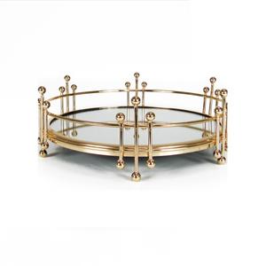 กระจกโลหะเหล็กทองตกแต่งถาดเสิร์ฟรูปหนึ่งสำหรับบ้านโรงแรมห้องนั่งเล่นตกแต่ง - Product Image 1