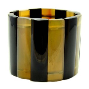 Bijoux fantaisie artificiels faits à la main en plastique et alliage de fer, larges bracelets fantaisie noirs, plaqué topaze jaune clair naturel pour femme - Product Image 1