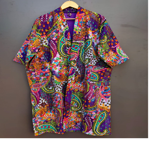 เสื้อโค้ทผ้าปัก Kantha พิมพ์ผลไม้สไตล์วินเทจสำหรับนักออกแบบเสื้อผ้าขนาดสามารถสั่งทำได้ - Product Image 4