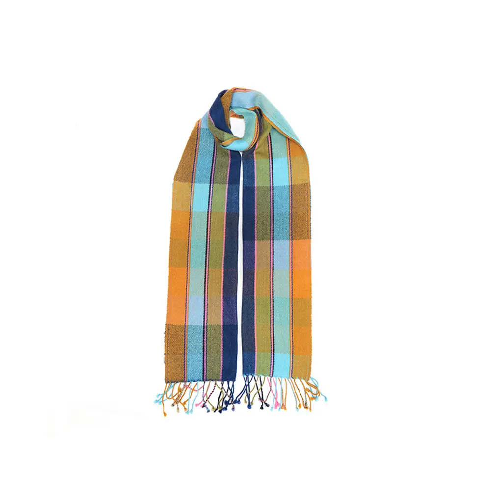 Factory Selling 100% Cashmere Scarf Check Pattern Ethnic Women Scarves from Nepal Manufacturer and Export