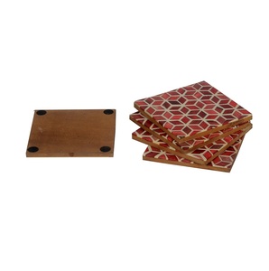 Rombus Leef Wood and Bone Inlay <b>Table</b> <b>Coasters</b> - Product Image 1