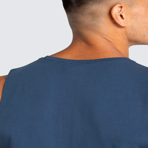 Débardeur bleu clair en coton pur, personnalisable OEM, pour homme/garçon, collection été, tissu extensible. - Product Image 2