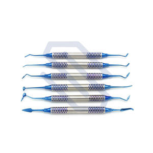 ชุดเครื่องมืออุดฟันคอมโพสิต 6 ชิ้น แบบไม่ติด ปลายเคลือบพลาสมาสีน้ำเงิน ทำจากสแตนเลส ได้รับมาตรฐาน CE - Product Image 1