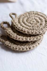 Woven Jute Crochet <b>Coasters</b> <b>Set</b>, Rustic <b>Placemat</b>, Jute Serving for Drink Kitchen Decor - Product Image 2