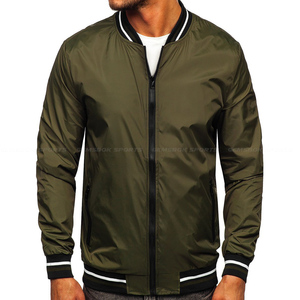 2021 blouson bombardier kaki léger de haute qualité pour hommes avec col montant et poches zippées Style décontracté personnalisé - Product Image 1