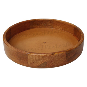 ถาดเสิร์ฟทรงกลมทำจากไม้มะม่วงธรรมชาติหรูหราขนาดใหญ่สำหรับใช้ในบ้าน - Product Image 1