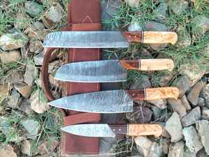 Ensemble de couteaux de cuisine professionnels forgés en damas manche en bois ensemble de couteaux à bloc imprimé OEM personnalisés ensemble de couteaux professionnels - Product Image 5