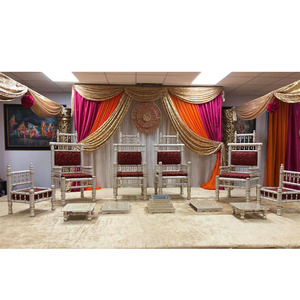 Venta al por Mayor de Mandaps para Bodas, Juego de Sillas Vidhi, Madera de Teca India, Tradicional para Bodas Gujarati, Precio de Fábrica de Lujo, Boda India, EE. UU. - Product Image 1