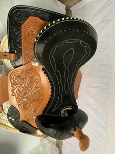 Sillín de caballo occidental de cuero indio de alta calidad, mecanizado a mano con árbol de plástico para montar a caballo - Product Image 4