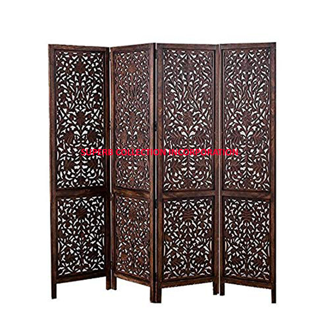 Wood Folding Screen with Four Panel on  Hot Sale