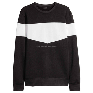 Sudadera con cuello redondo de algodón 100% para hombre con estampado personalizado KISSM2 tejido de punto de invierno suave tejido sólido negro blanco patrón estilo de bloque - Product Image 1