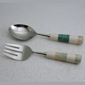 Poignée ronde en pierre de marbre en résine et acier inoxydable Serveur à salade accessoires de cuisine gadgets de cuisine - Product Image 3