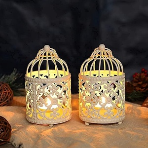 ที่วางเทียนโลหะขนาดเล็ก,ที่แขวนกรงนกโคมไฟ Tealight กลวงที่วางเทียนสำหรับโต๊ะงานแต่งงานปาร์ตี้วาเลนไทน์ - Product Image 6