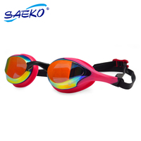 Lunettes de natation SAEKO Ultra-Fit anti-buée avec protection UV, verres miroir JET, homologuées FINA, embout nasal réglable, lentilles PC, certifiées CE, TPE