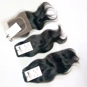 Human Hair Bundles with Closure,wholesale raw mink Brazilian hair extension with closure,up to 10% discount available on hair