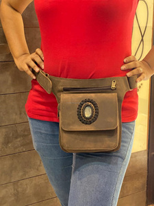 Riñonera de cuero con múltiples bolsillos Unisex, cinturón de viaje ligero - Product Image 3