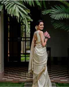 Sari de Seda Kanchipuram para Fiesta, Sari de Seda de Algodón Banarasi de Último Diseño para Bodas Indias con Blusa, Ropa de Mujer - Product Image 3
